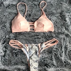 Pink snake skin tiny bikini